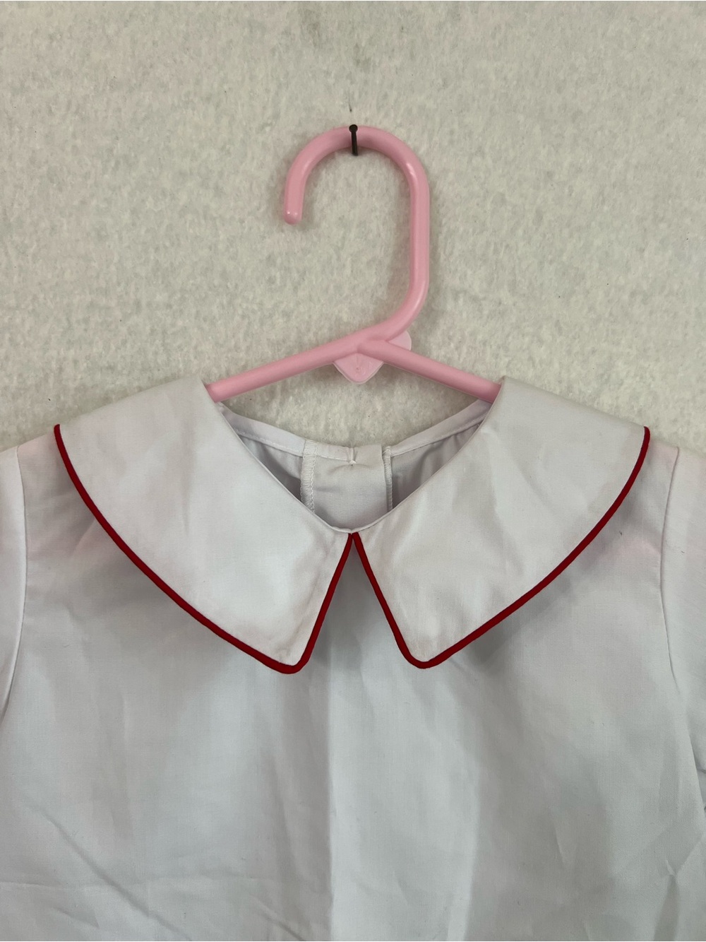 Precious Ones Classic White Kids Dress with Red Piping